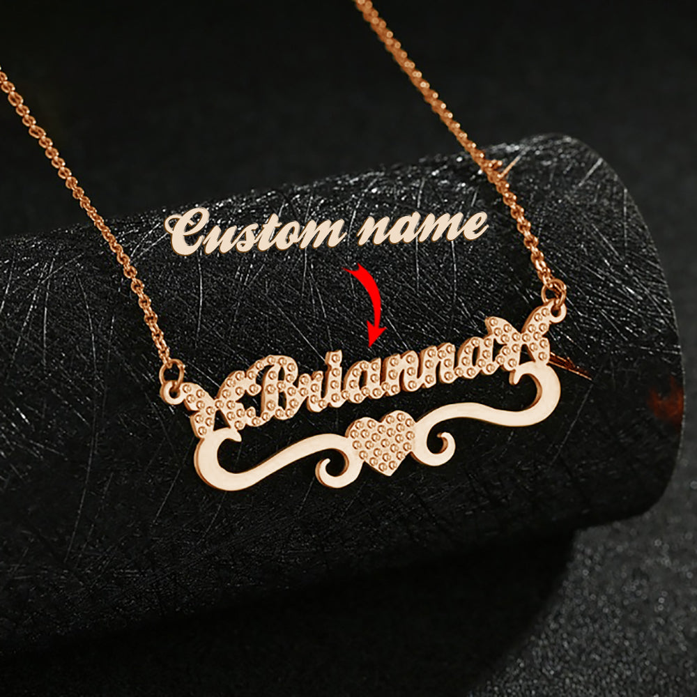 Custom Name Necklace Heart Shape & Butterfly Rhinestone Clavicle Chain