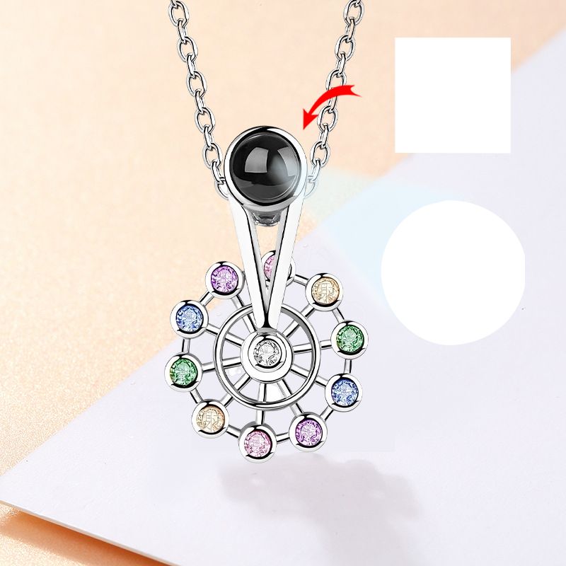 Custom Photo Projection Necklace Ferris Wheel Shape Pendant Clavicle Chain