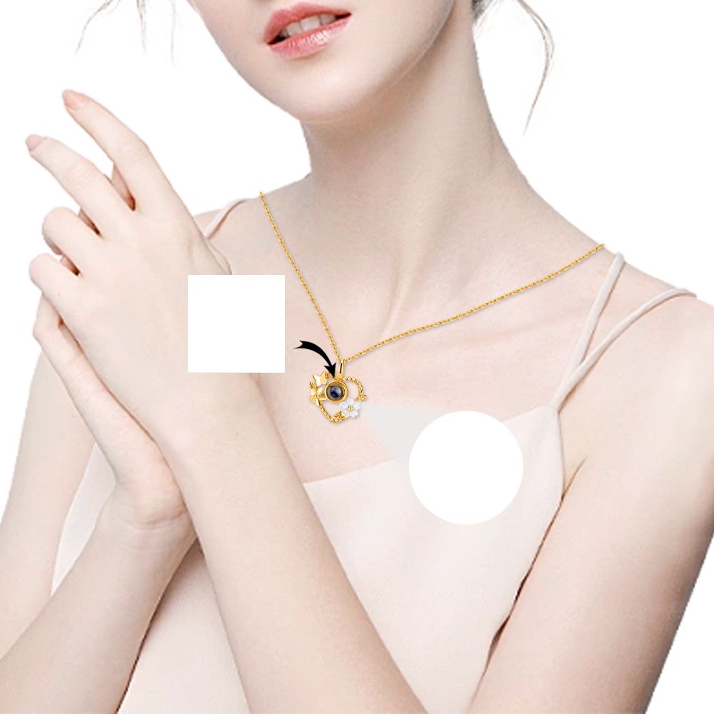 Custom Projection Necklace Flower Heart Shape Pendant Clavicle Chain