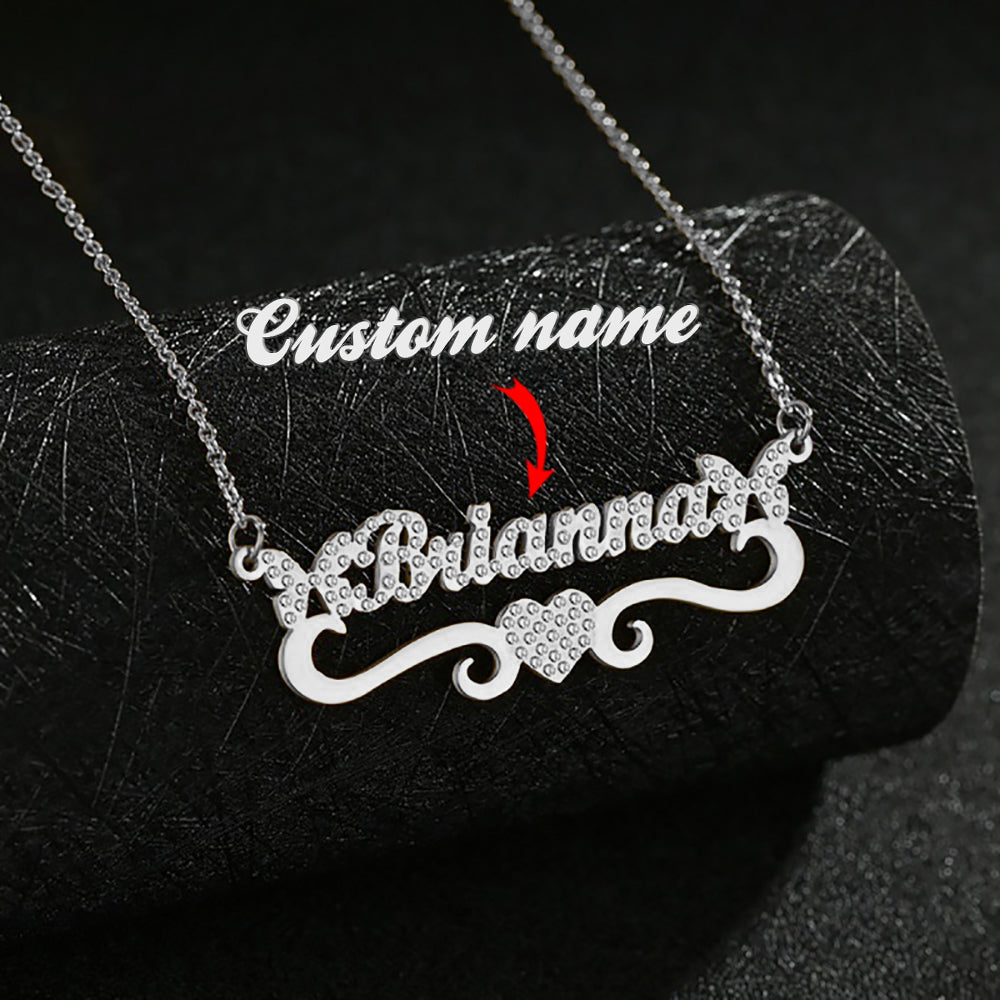 Custom Name Necklace Heart Shape & Butterfly Rhinestone Clavicle Chain