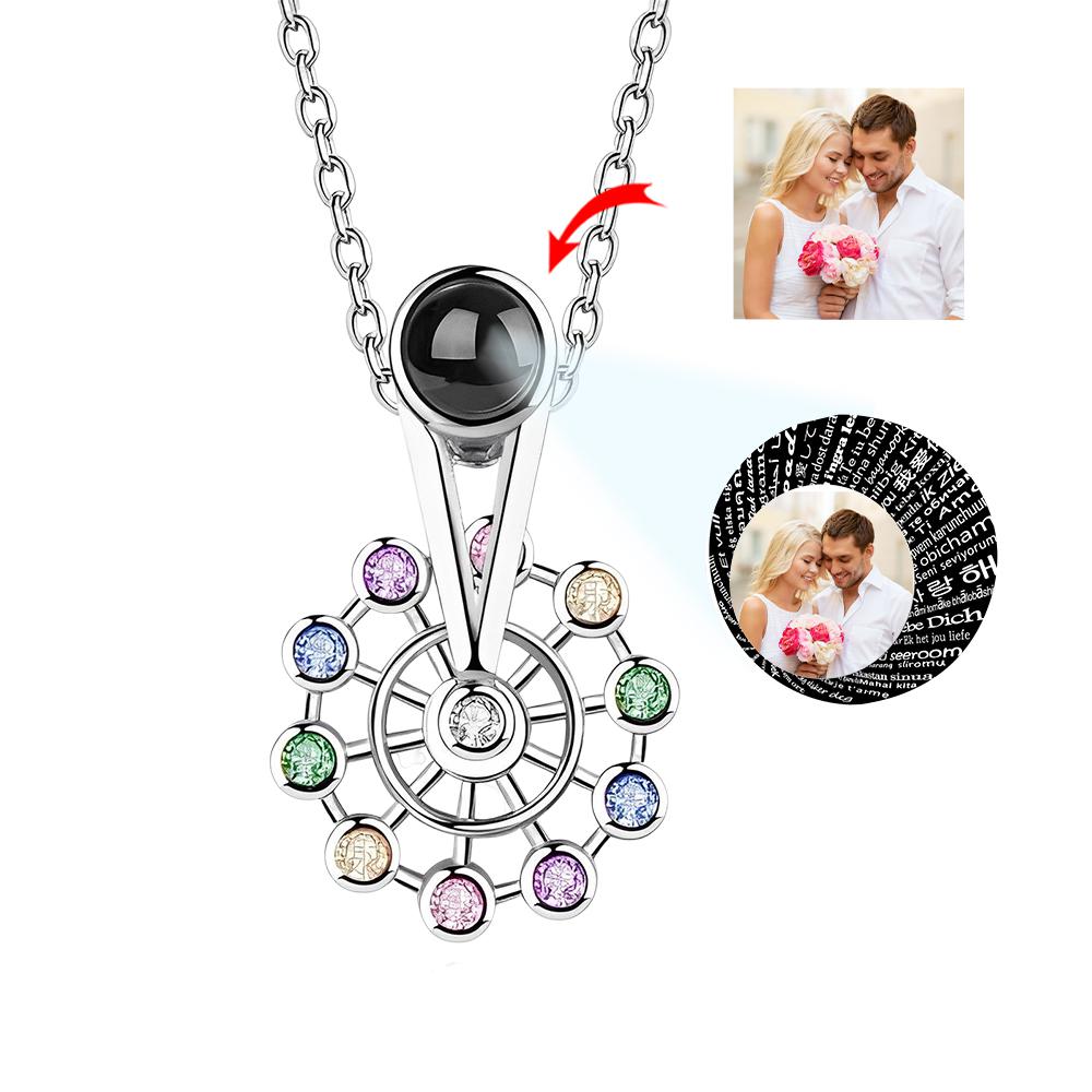 Custom Photo Projection Necklace Ferris Wheel Shape Pendant Clavicle Chain