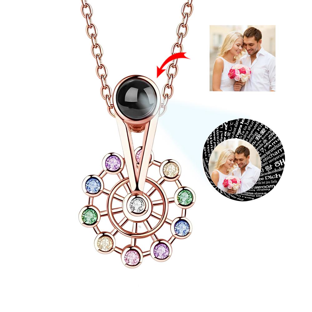 Custom Photo Projection Necklace Ferris Wheel Shape Pendant Clavicle Chain