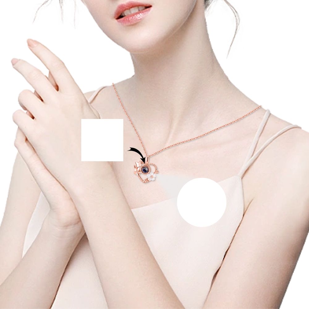 Custom Projection Necklace Flower Heart Shape Pendant Clavicle Chain