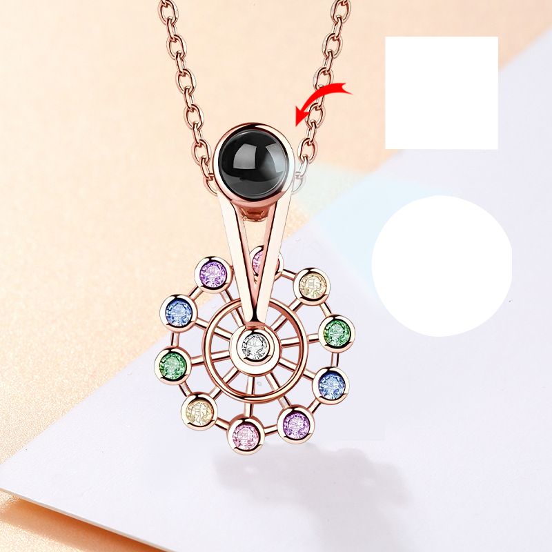 Custom Photo Projection Necklace Ferris Wheel Shape Pendant Clavicle Chain